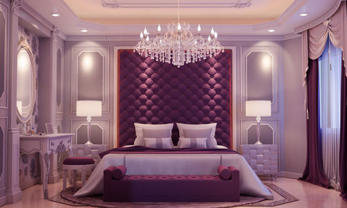 mẫu phòng ngủ màu tím 1