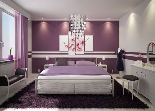 mẫu phòng ngủ màu tím 10